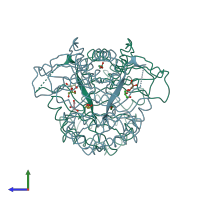 PDB entry 3cz8 coloured by chain, side view.