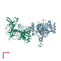 PDB entry 3czb coloured by chain, top view.