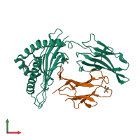 PDB entry 3czf coloured by chain, front view.