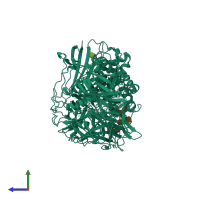 PDB entry 3czn coloured by chain, side view.