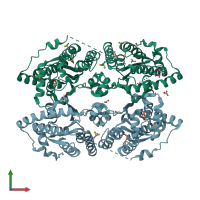 PDB entry 3czp coloured by chain, front view.