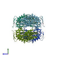 PDB entry 3czq coloured by chain, side view.