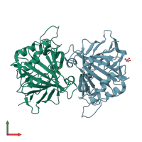 PDB entry 3czv coloured by chain, front view.