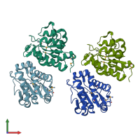 PDB entry 3czx coloured by chain, front view.