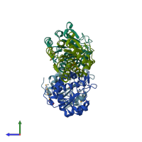 PDB entry 3czx coloured by chain, side view.