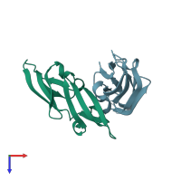 PDB entry 3czz coloured by chain, top view.
