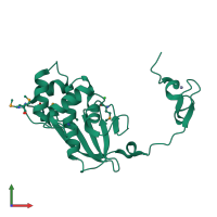 PDB entry 3d00 coloured by chain, front view.