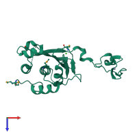 PDB entry 3d00 coloured by chain, top view.
