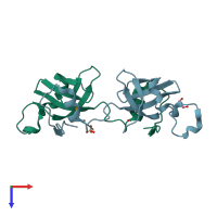 PDB entry 3d0f coloured by chain, top view.