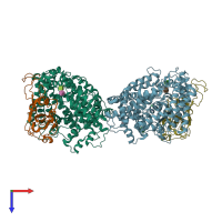 PDB entry 3d0h coloured by chain, top view.