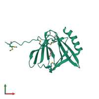 PDB entry 3d0j coloured by chain, front view.