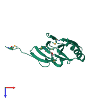 PDB entry 3d0j coloured by chain, top view.