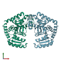 PDB entry 3d0o coloured by chain, front view.