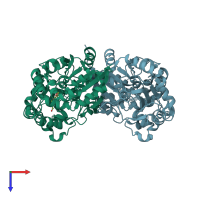 PDB entry 3d0r coloured by chain, top view.