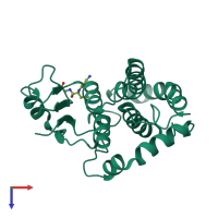 PDB entry 3d0z coloured by chain, top view.