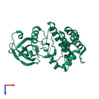 PDB entry 3d14 coloured by chain, top view.