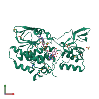 PDB entry 3d1c coloured by chain, front view.