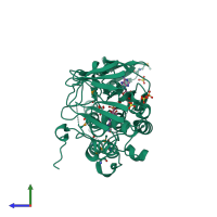 PDB entry 3d1c coloured by chain, side view.