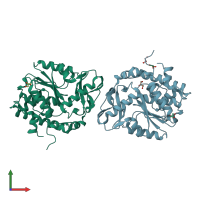 PDB entry 3d1h coloured by chain, front view.