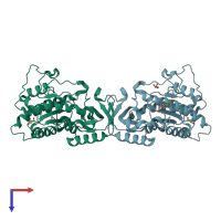 PDB entry 3d1h coloured by chain, top view.