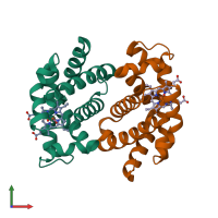 PDB entry 3d1k coloured by chain, front view.