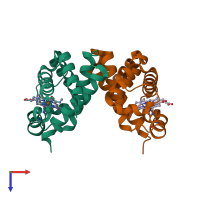 PDB entry 3d1k coloured by chain, top view.