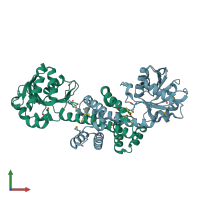 PDB entry 3d1l coloured by chain, front view.