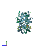 PDB entry 3d1x coloured by chain, side view.