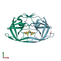 PDB entry 3d1z coloured by chain, front view.