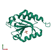 PDB entry 3d22 coloured by chain, front view.
