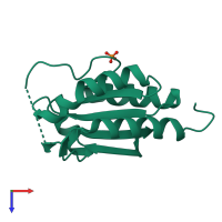 PDB entry 3d22 coloured by chain, top view.