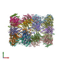 PDB entry 3d29 coloured by chain, front view.