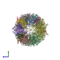 PDB entry 3d29 coloured by chain, side view.