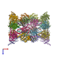 PDB entry 3d29 coloured by chain, top view.