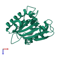 Monomeric assembly 4 of PDB entry 3d2c coloured by chemically distinct molecules, top view.