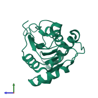 Monomeric assembly 7 of PDB entry 3d2c coloured by chemically distinct molecules, side view.
