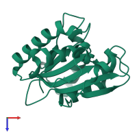 Monomeric assembly 9 of PDB entry 3d2c coloured by chemically distinct molecules, top view.