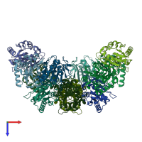 PDB entry 3d2c coloured by chain, top view.