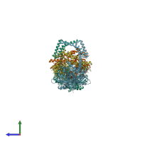 PDB entry 3d2e coloured by chain, side view.