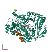 PDB entry 3d2h coloured by chain, front view.