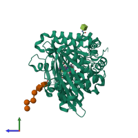 PDB entry 3d2h coloured by chain, side view.