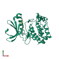 PDB entry 3d2i coloured by chain, front view.