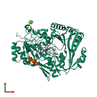 PDB entry 3d2j coloured by chain, front view.