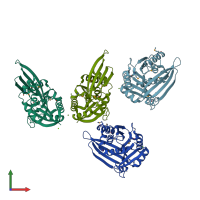 PDB entry 3d2l coloured by chain, front view.