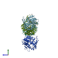 PDB entry 3d2l coloured by chain, side view.
