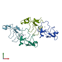 PDB entry 3d2q coloured by chain, front view.