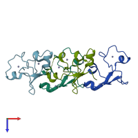 PDB entry 3d2q coloured by chain, top view.
