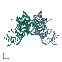 PDB entry 3d2v coloured by chain, front view.