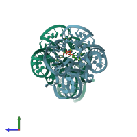 PDB entry 3d2v coloured by chain, side view.