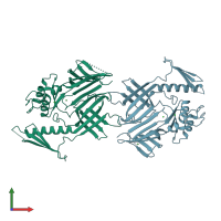 PDB entry 3d37 coloured by chain, front view.
